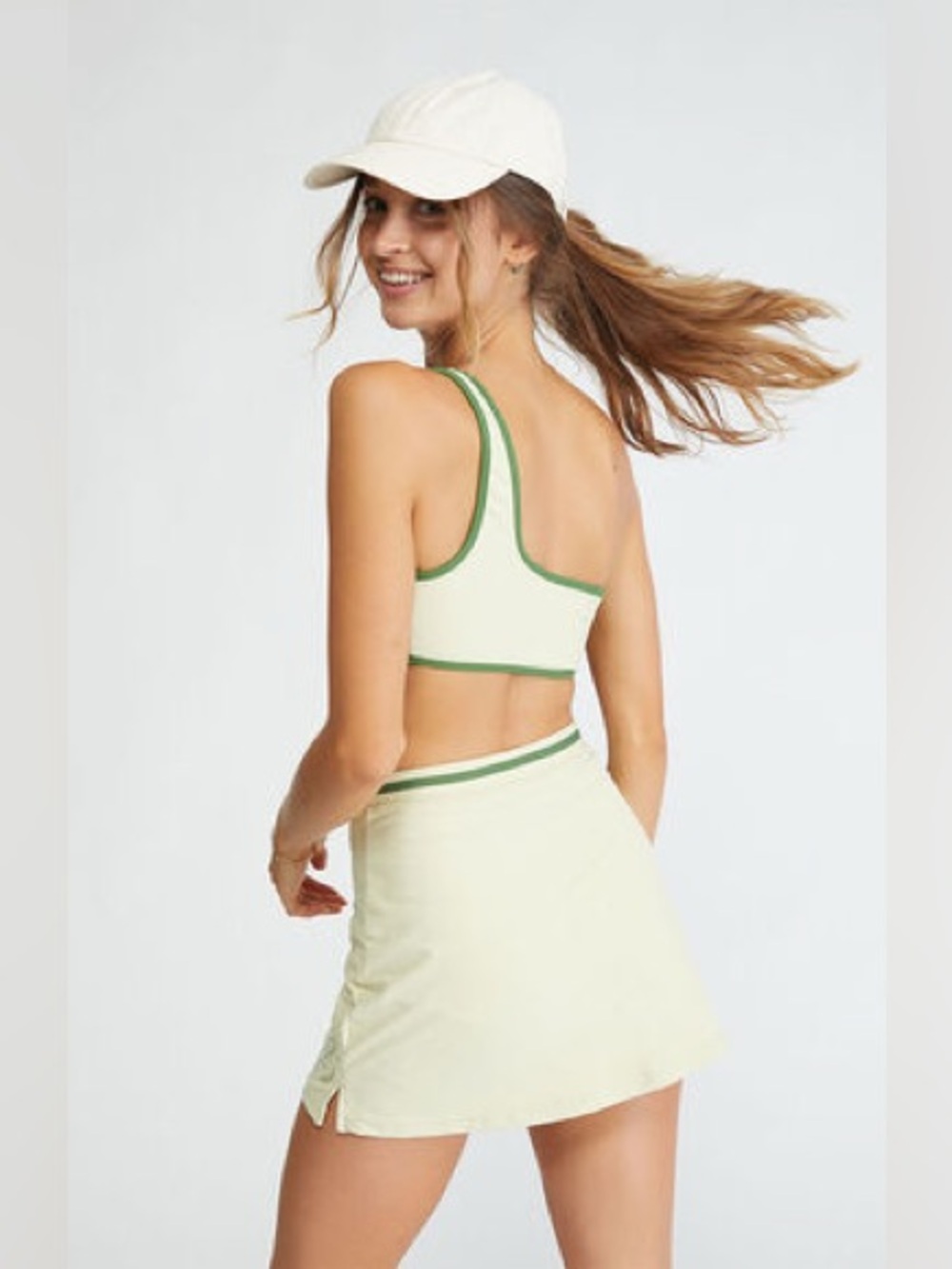 WeWoreWhat Contrast One Shoulder Bikini Top Asymmetrical White Green SIze S/P - Picture 4 of 10